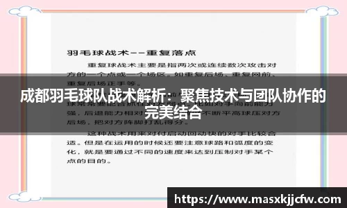 成都羽毛球队战术解析：聚焦技术与团队协作的完美结合